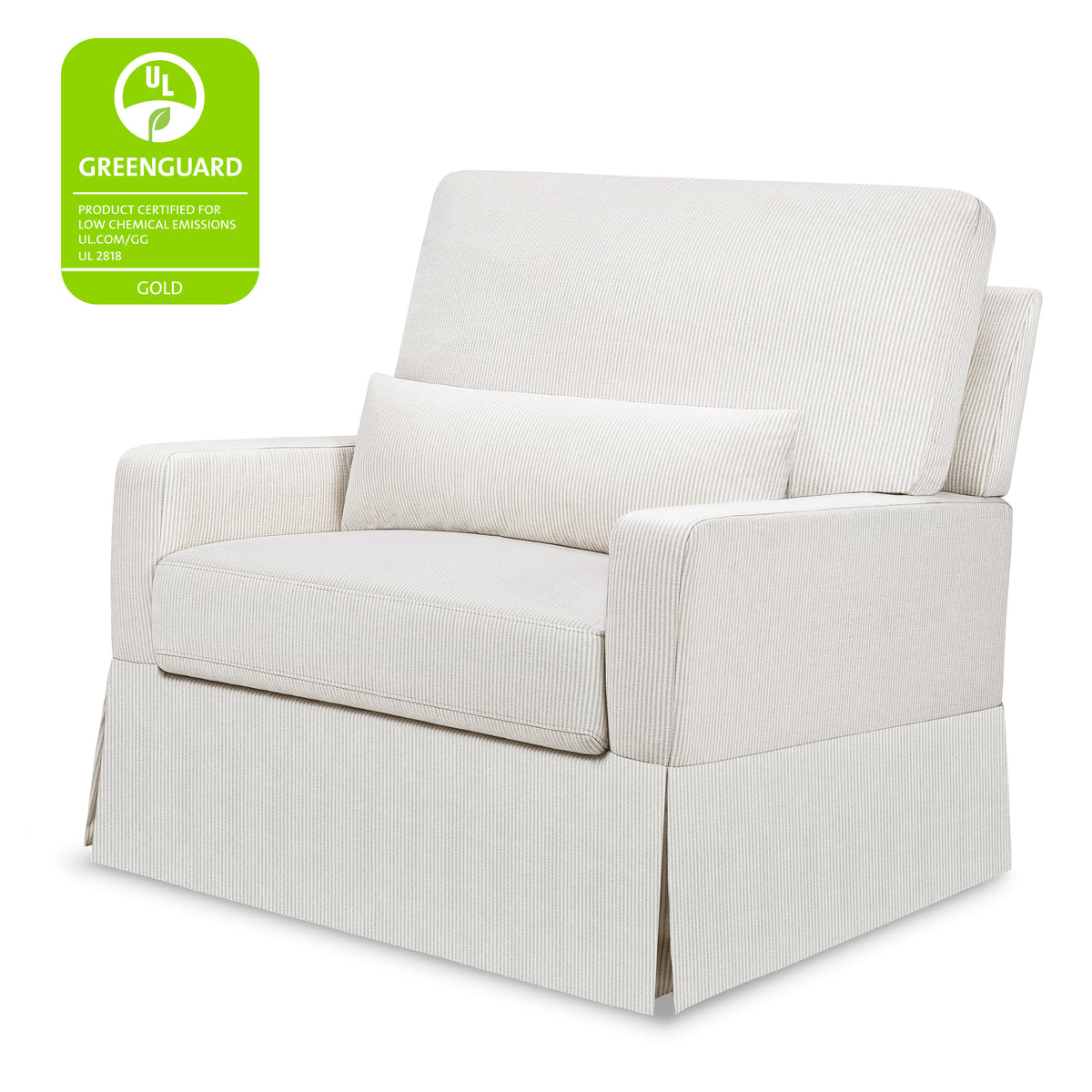 M21797FCS,Namesake,Crawford Chair and a Half Pillowback Swivel Glider in Fog Chatham Stripe Performance Eco-Weave