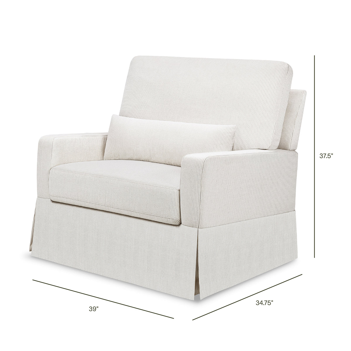 M21797FCS,Namesake,Crawford Chair and a Half Pillowback Swivel Glider in Fog Chatham Stripe Performance Eco-Weave