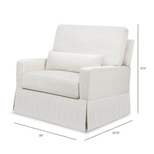 M21797FCS,Namesake,Crawford Chair and a Half Pillowback Swivel Glider in Fog Chatham Stripe Performance Eco-Weave