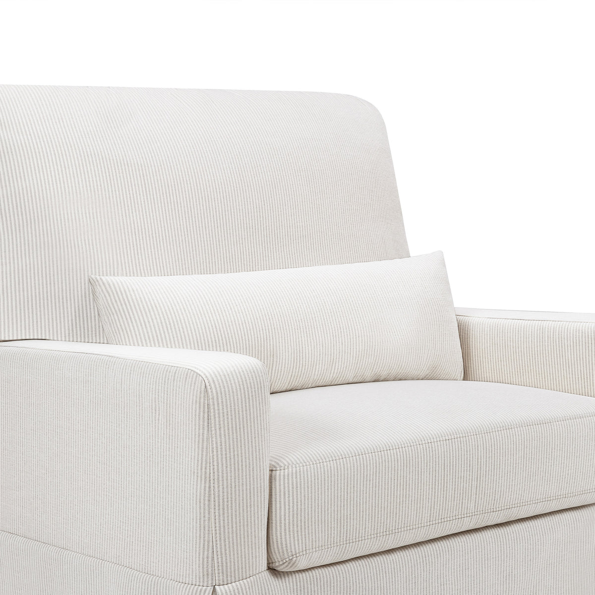 M21797FCS,Namesake,Crawford Chair and a Half Pillowback Swivel Glider in Fog Chatham Stripe Performance Eco-Weave