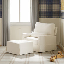 M21797PCMEW,Namesake,Crawford Chair and a Half Pillowback Swivel Glider in Performance Cream Eco Weave