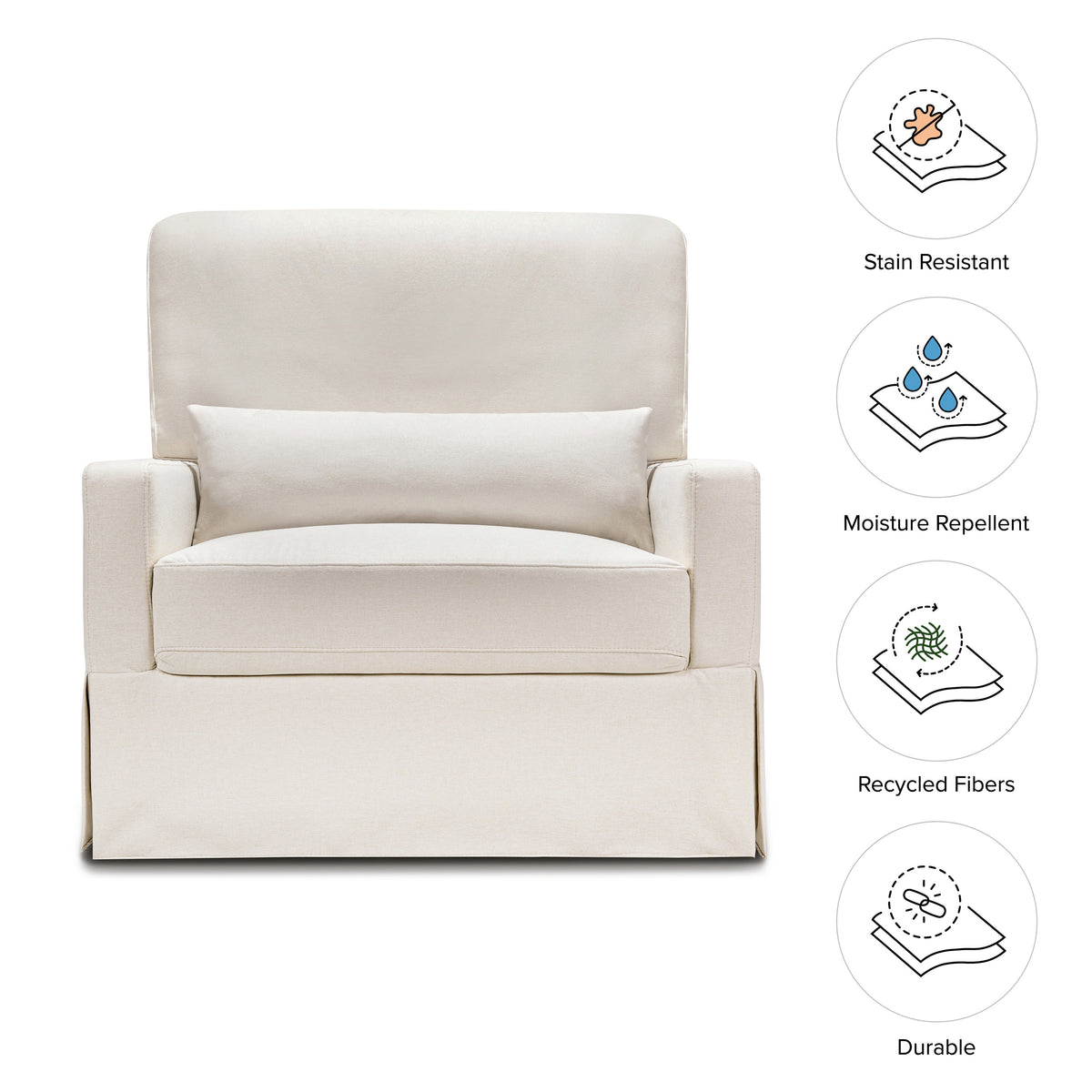 M21797PCMEW,Namesake,Crawford Chair and a Half Pillowback Swivel Glider in Performance Cream Eco Weave