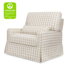 M21797TGH,Namesake,Crawford Chair and a Half Pillowback Swivel Glider in Tan Gingham