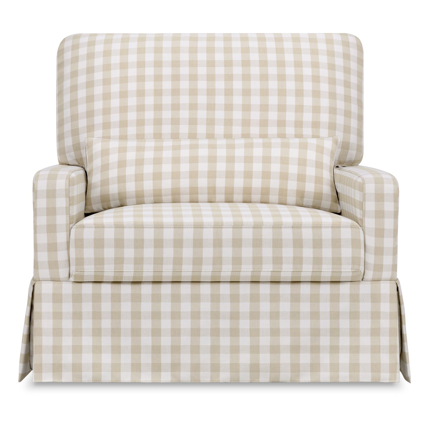 M21797TGH,Namesake,Crawford Chair and a Half Pillowback Swivel Glider in Tan Gingham