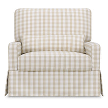 M21797TGH,Namesake,Crawford Chair and a Half Pillowback Swivel Glider in Tan Gingham