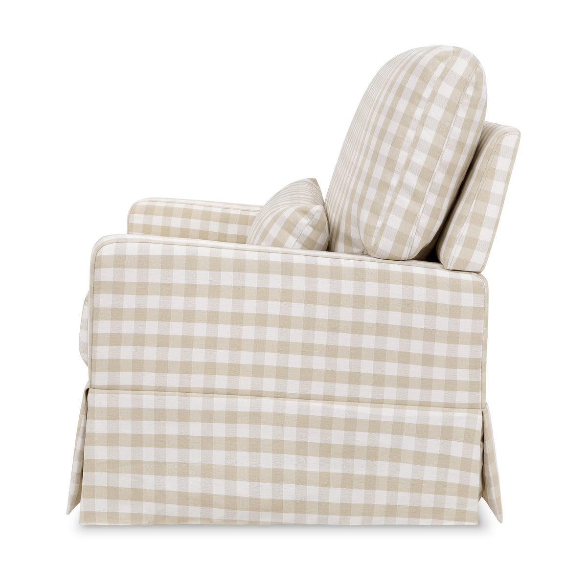 M21797TGH,Namesake,Crawford Chair and a Half Pillowback Swivel Glider in Tan Gingham