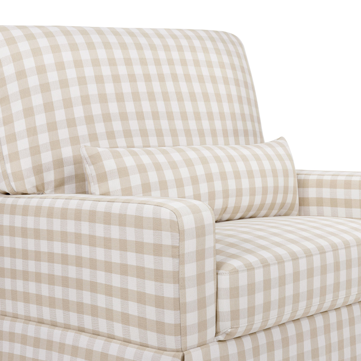 M21797TGH,Namesake,Crawford Chair and a Half Pillowback Swivel Glider in Tan Gingham