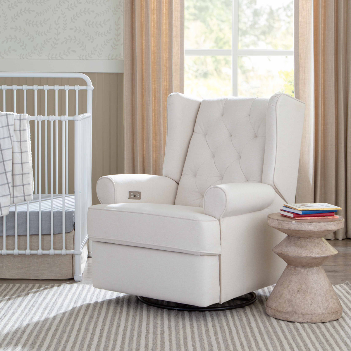 M21987PCMEW,Namesake,Harbour Power Recliner in Performance Cream Eco-Weave