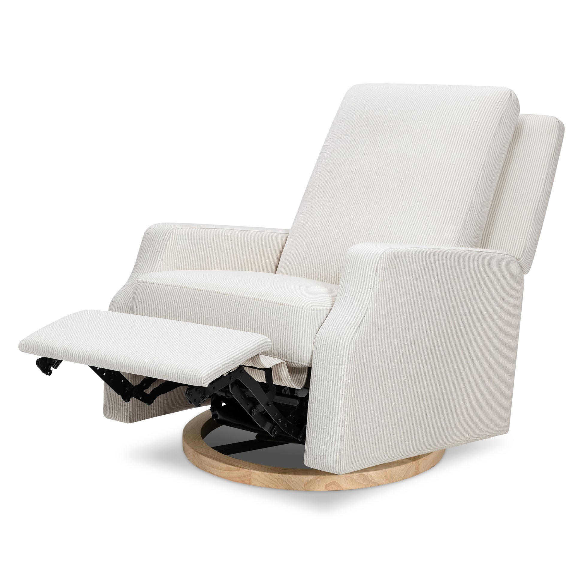 M22286FCSLB,Namesake,Crewe Electronic Swivel Glider Recliner in Fog Chatham Stripe Performance Eco-Weave w/LB