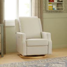 M22286FCSLB,Namesake,Crewe Electronic Swivel Glider Recliner in Fog Chatham Stripe Performance Eco-Weave w/LB