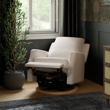 M22286PCMEWLB,Namesake,Crewe Electronic Swivel Glider Recliner in Performance Cream Eco-Weave w/Light Wood Base
