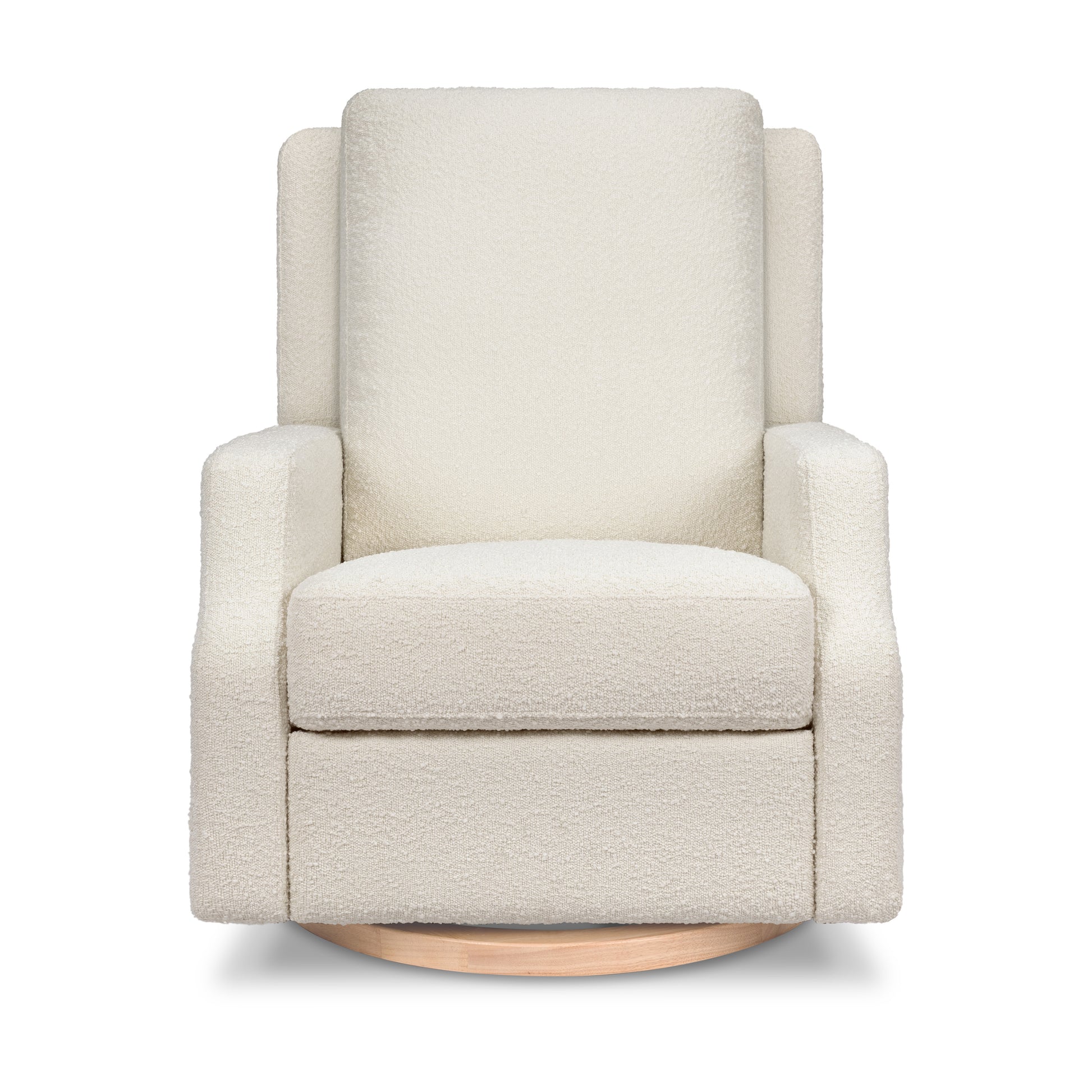 M22286WBLB,Namesake,Crewe Electronic Swivel Glider Recliner in Ivory Boucle w/Light Wood Base