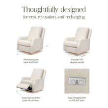 M22286WBLB,Namesake,Crewe Electronic Swivel Glider Recliner in Ivory Boucle w/Light Wood Base