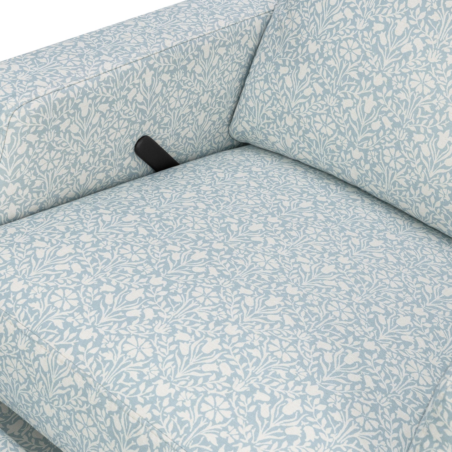 M22287BPBDB,Namesake,Morris & Co. x Namesake Crewe Recliner & Glider in Bellflowers in Powdered Blue w/Dark Wood Base