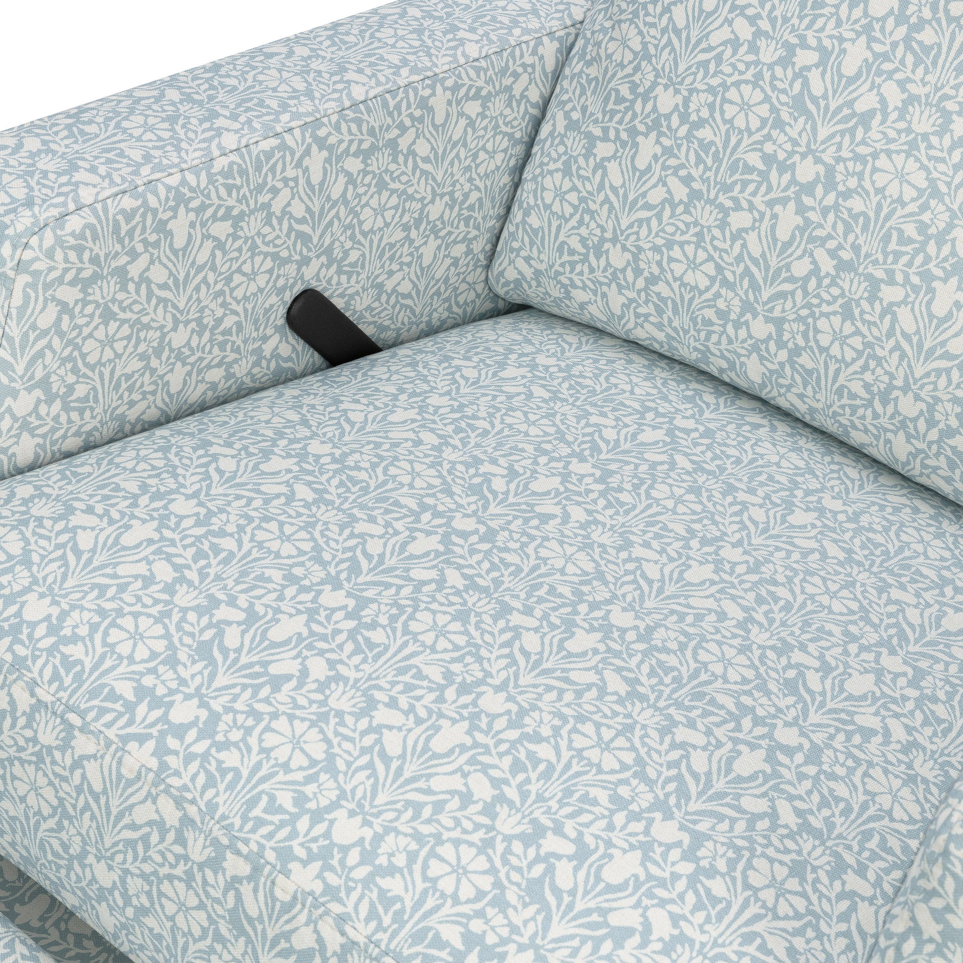 M22287BPBDB,Namesake,Morris & Co. x Namesake Crewe Recliner & Glider in Bellflowers in Powdered Blue w/Dark Wood Base