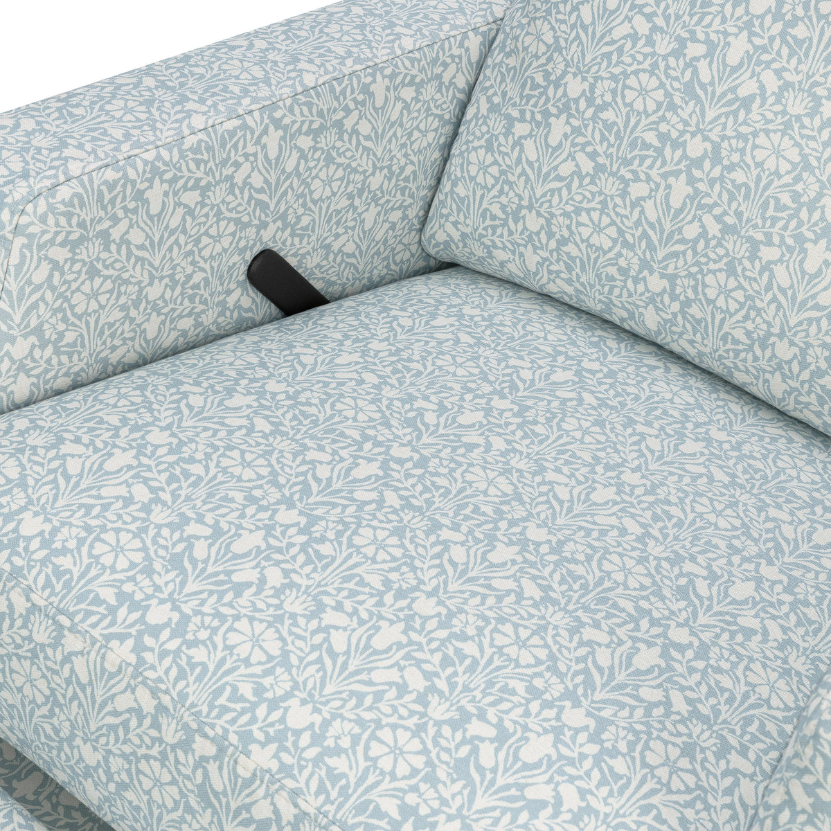 M22287BPBDB,Namesake,Morris & Co. x Namesake Crewe Recliner & Glider in Bellflowers in Powdered Blue w/Dark Wood Base
