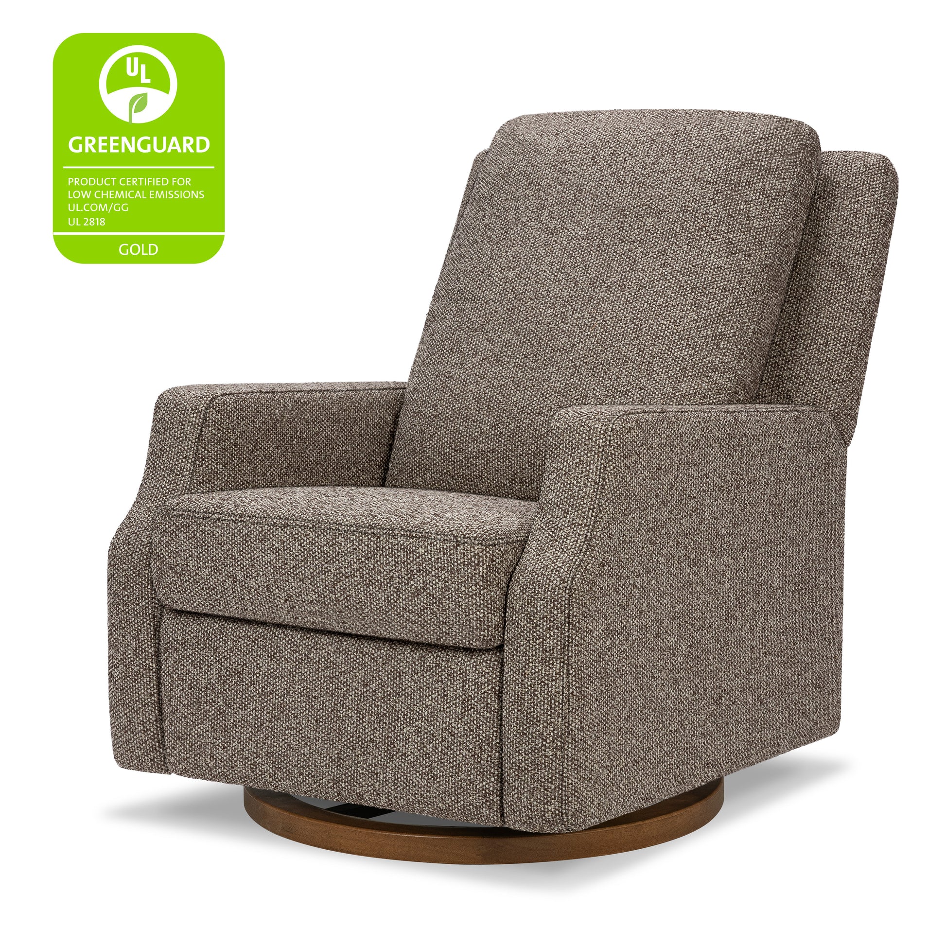 M22287ESWDB,Namesake,Crewe Recliner and Swivel Glider in Performance Earth Slub Weave w/Dark Wood Base