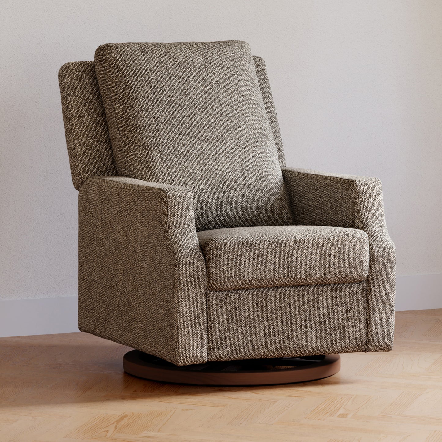 M22287ESWDB,Namesake,Crewe Recliner and Swivel Glider in Performance Earth Slub Weave w/Dark Wood Base