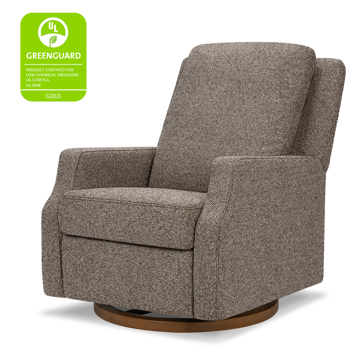 M22287ESWDB,Namesake,Crewe Recliner and Swivel Glider in Performance Earth Slub Weave w/Dark Wood Base