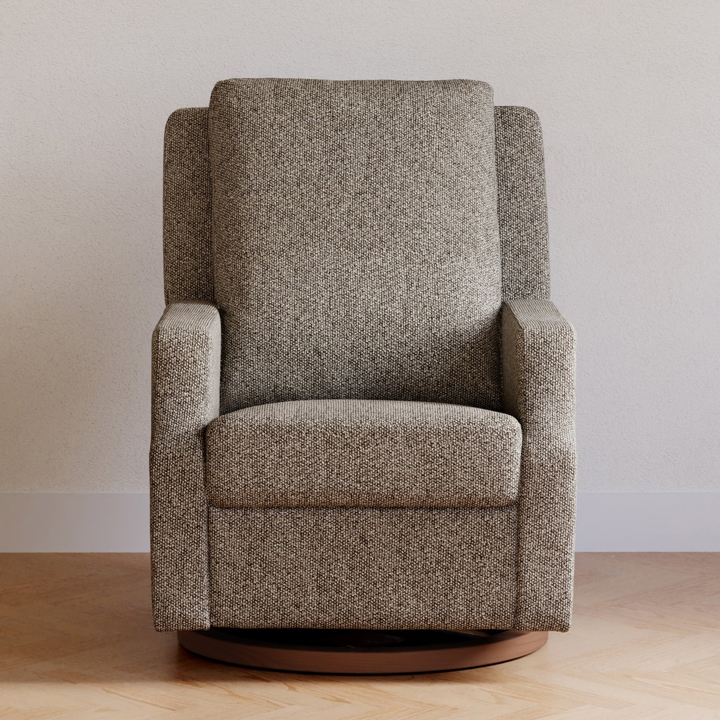 M22287ESWDB,Namesake,Crewe Recliner and Swivel Glider in Performance Earth Slub Weave w/Dark Wood Base