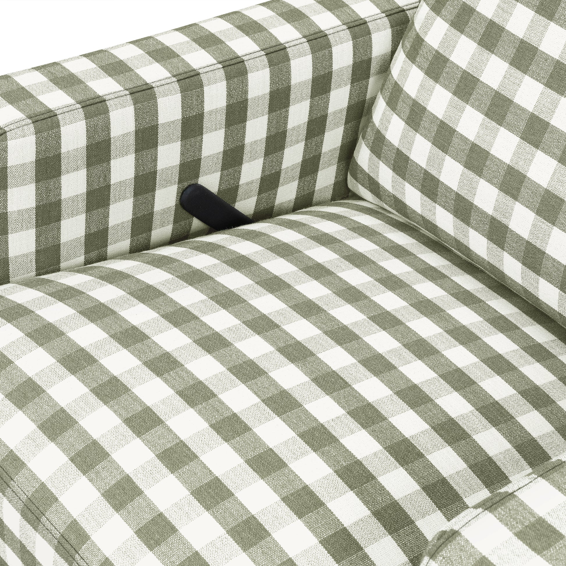 M22287GGHLB,Namesake,Crewe Recliner and Swivel Glider in Moss Green Gingham with Light Wood Base