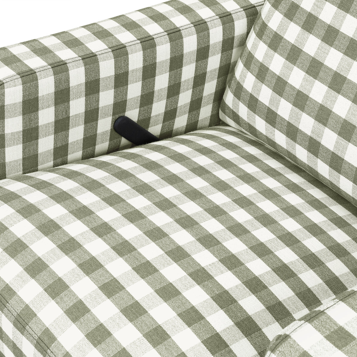 M22287GGHLB,Namesake,Crewe Recliner and Swivel Glider in Moss Green Gingham with Light Wood Base