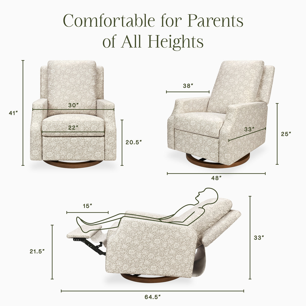 M22287MADB,Namesake,Morris & Co. x Namesake Crewe Recliner & Glider in Mallow in Ash w/Dark Wood Base