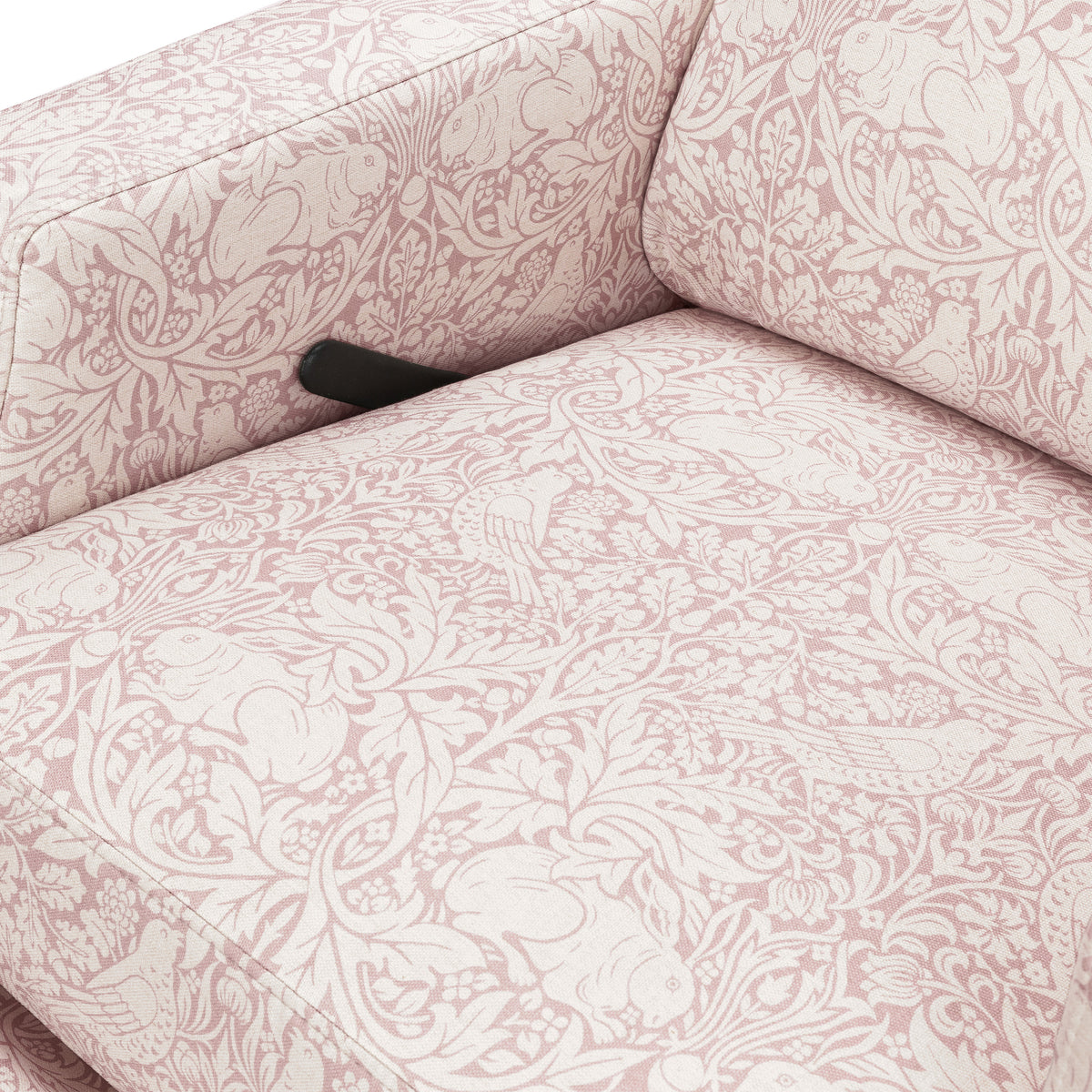 M22287PBRRDB,Namesake,Morris & Co. x Namesake Crewe Recliner & Glider in Pure Brer Rabbit in Rose w/Dark Wood Base