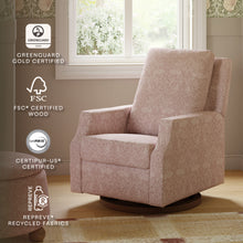 M22287PBRRDB,Namesake,Morris & Co. x Namesake Crewe Recliner & Glider in Pure Brer Rabbit in Rose w/Dark Wood Base