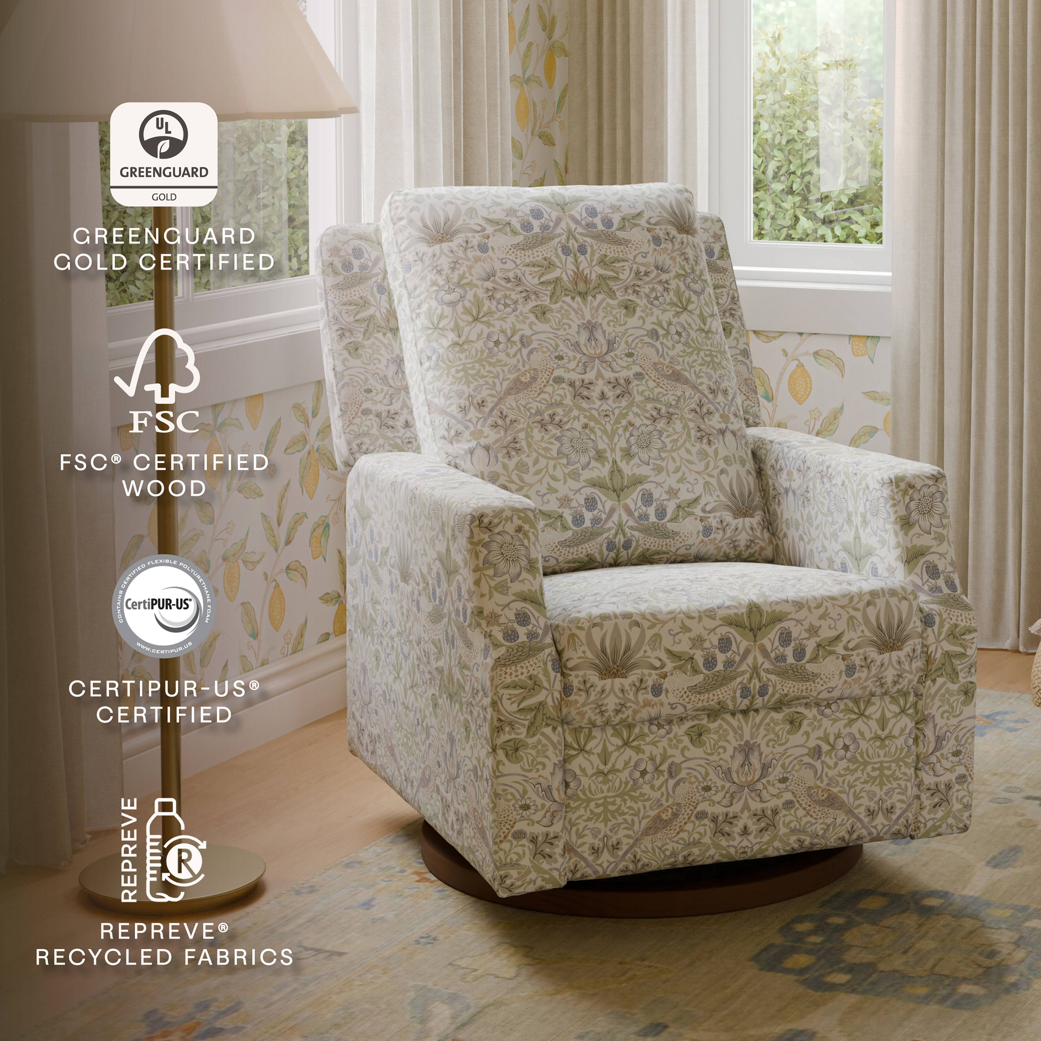Namesake Morris & Co. x Namesake Crewe Recliner and Swivel Glider