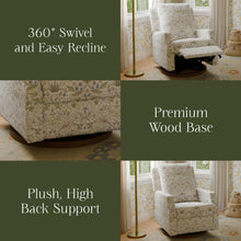 M22287TTFTDB,Namesake,Morris & Co. x Namesake Crewe Recliner & Glider in Strawberry Thief in Fig &Thyme w/Dark Wood Base