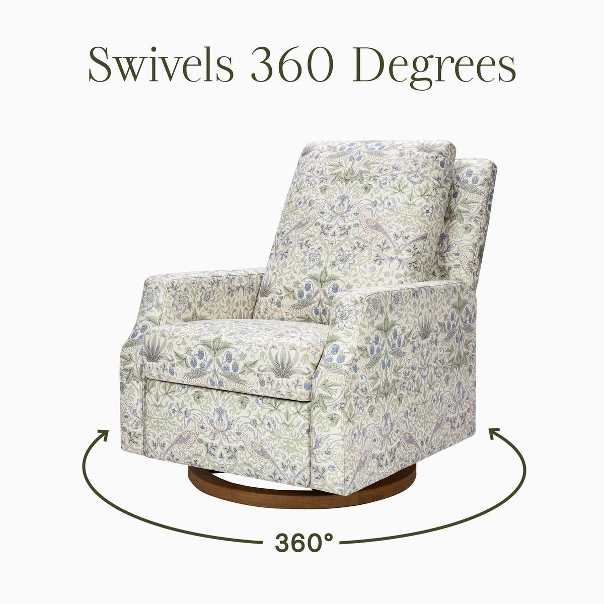 M22287TTFTDB,Namesake,Morris & Co. x Namesake Crewe Recliner & Glider in Strawberry Thief in Fig &Thyme w/Dark Wood Base