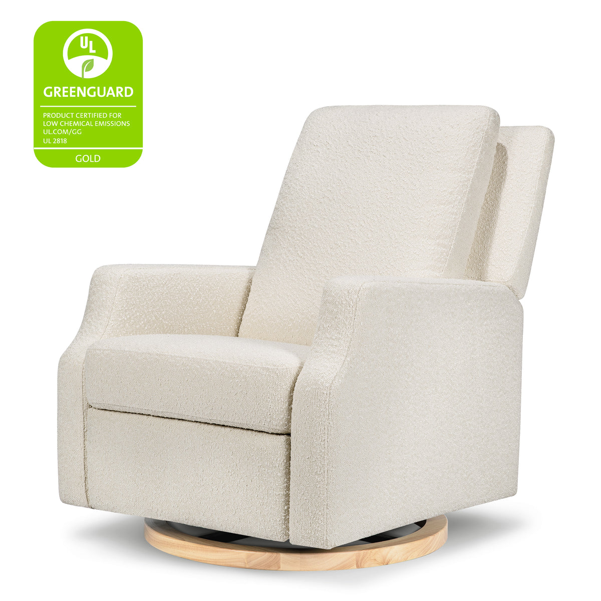 M22287WBLB,Namesake,Crewe Recliner and Swivel Glider in Ivory Boucle w/Light Wood Base