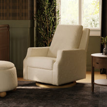 M22287WBLB,Namesake,Crewe Recliner and Swivel Glider in Ivory Boucle w/Light Wood Base
