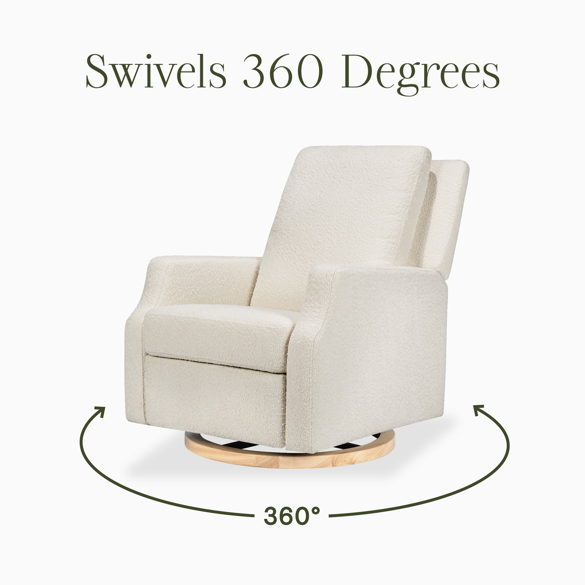 M22287WBLB,Namesake,Crewe Recliner and Swivel Glider in Ivory Boucle w/Light Wood Base