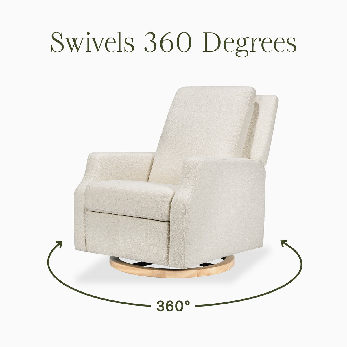 M22287WBLB,Namesake,Crewe Recliner and Swivel Glider in Ivory Boucle w/Light Wood Base