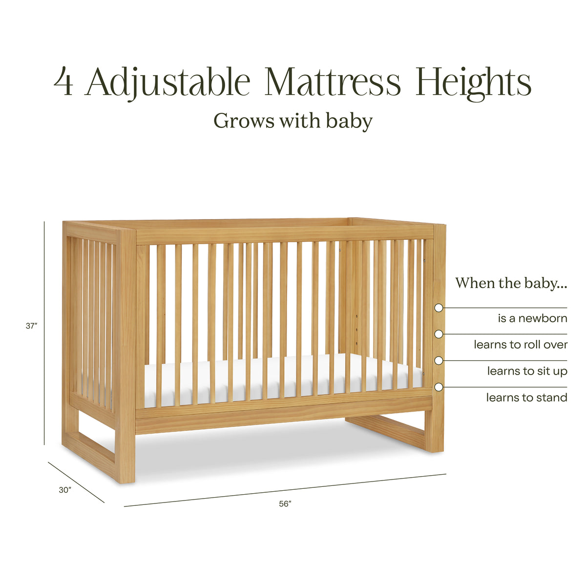 M23301HY,Namesake,Nantucket 3-in-1 Convertible Crib w/Toddler Bed Conversion Kit in Honey