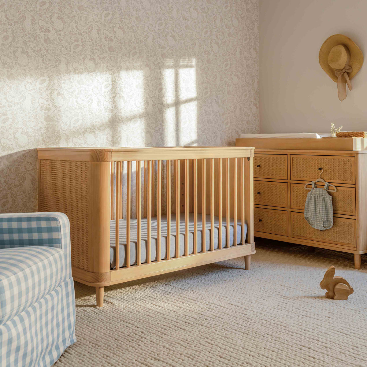 light brown crib and dresser Namesake Marin with Cane 3-in-1 Convertible A Line Beach Wedding lime green Toddler bed butterflies and trees Add Custom Fit:Yes