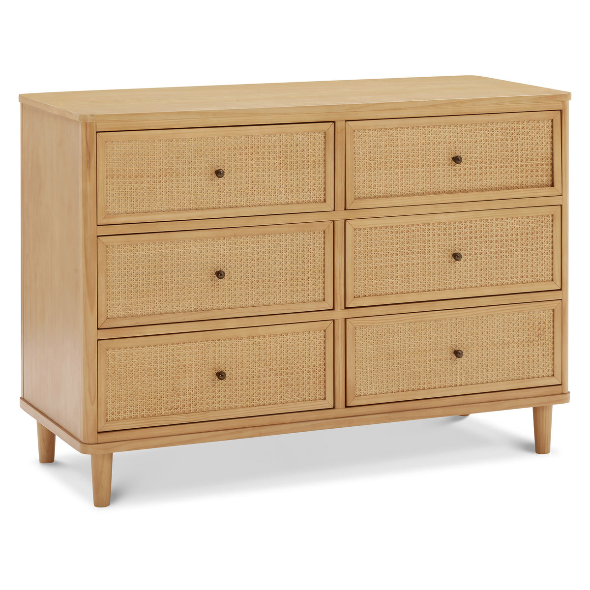 M23716HYHC,Namesake,Marin with Cane 6 Drawer Assembled Dresser in Honey and Honey Cane