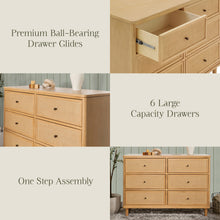M23716HYHC,Namesake,Marin with Cane 6 Drawer Assembled Dresser in Honey and Honey Cane