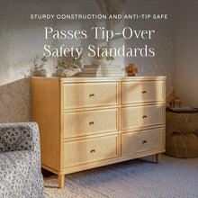 M23716HYHC,Namesake,Marin with Cane 6 Drawer Assembled Dresser in Honey and Honey Cane