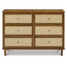 M23716NLBC,Namesake,Marin with Cane 6 Drawer Assembled Dresser in Natural Walnut and Blonde Cane