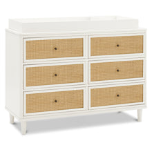 M23716RWHC,Namesake,Marin with Cane 6 Drawer Assembled Dresser in Warm White and Honey Cane