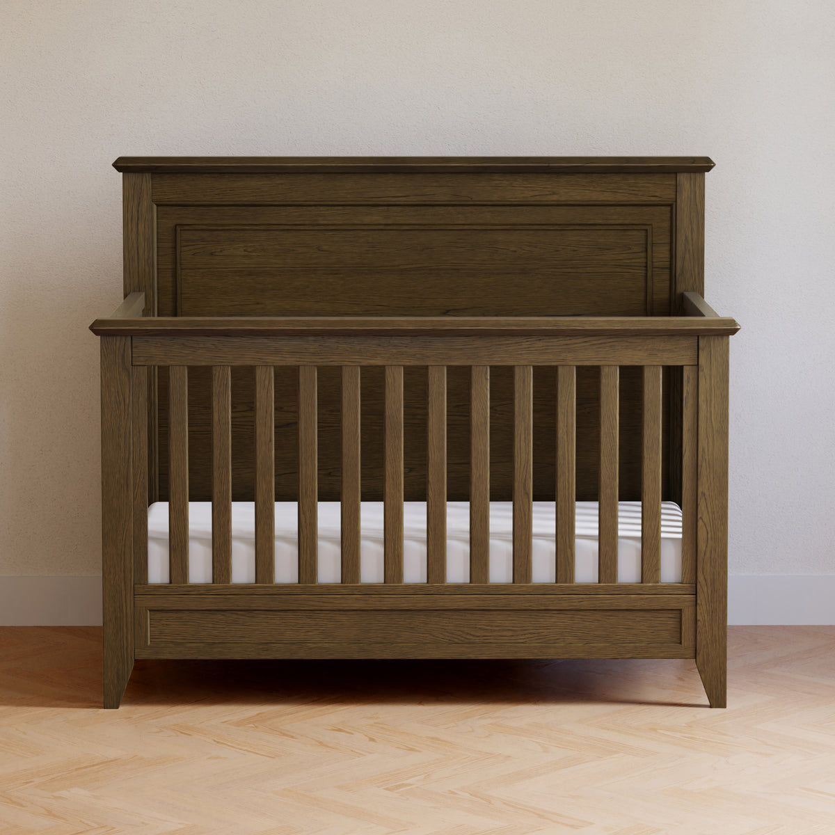 M24401TE,Monogram by Namesake,Barrow Rustic 4-in-1 Convertible Flat Top Crib in Toffee