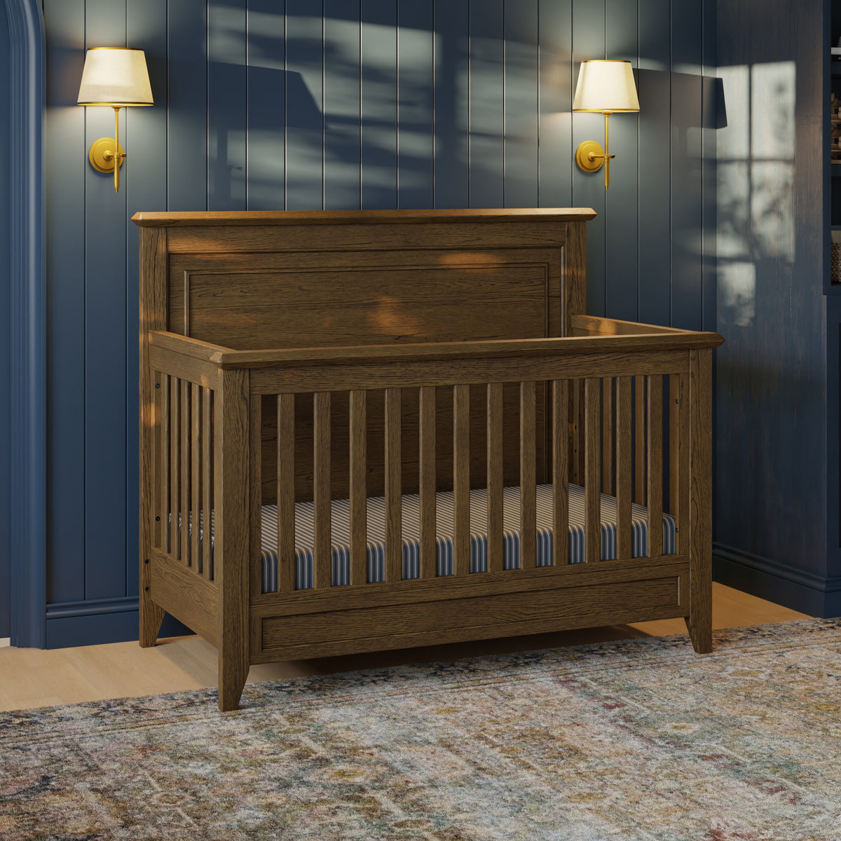 M24401TE,Monogram by Namesake,Barrow Rustic 4-in-1 Convertible Flat Top Crib in Toffee