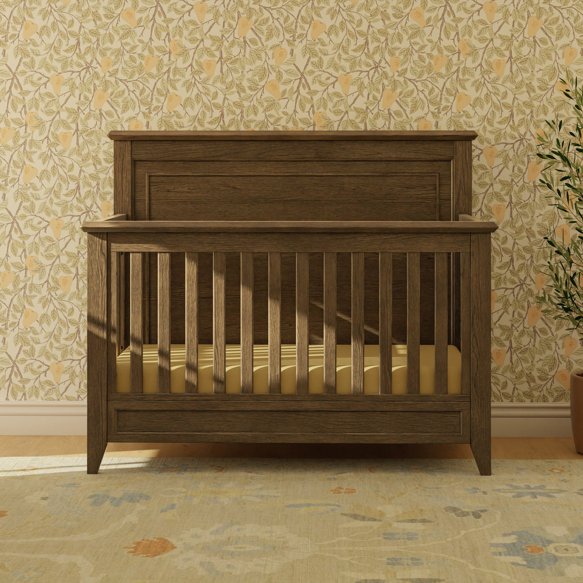 M24401TE,Monogram by Namesake,Barrow Rustic 4-in-1 Convertible Flat Top Crib in Toffee