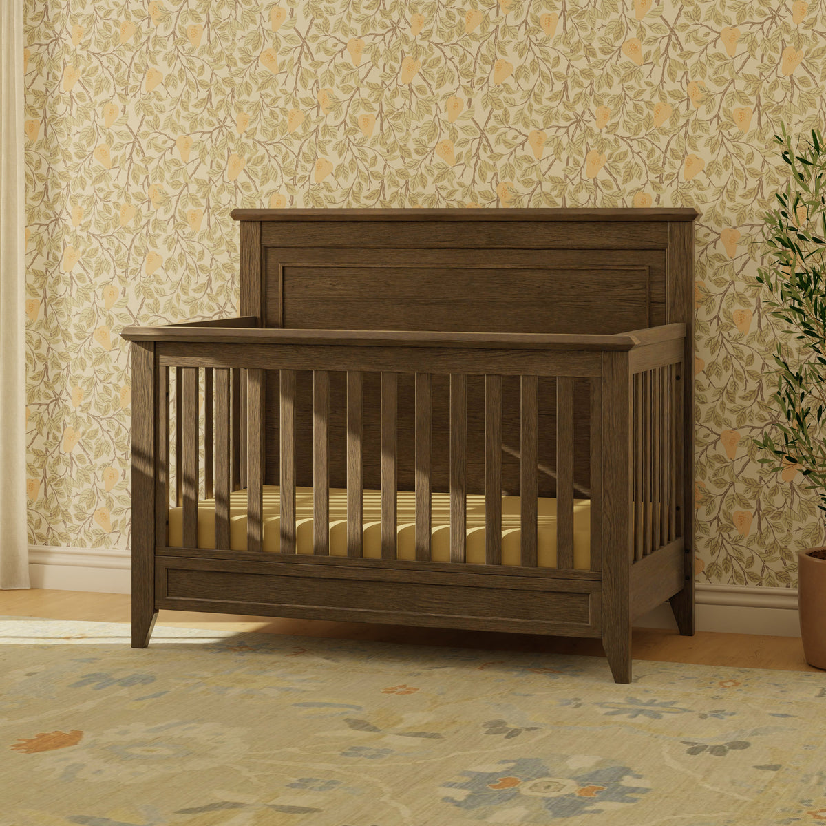 M24401TE,Monogram by Namesake,Barrow Rustic 4-in-1 Convertible Flat Top Crib in Toffee