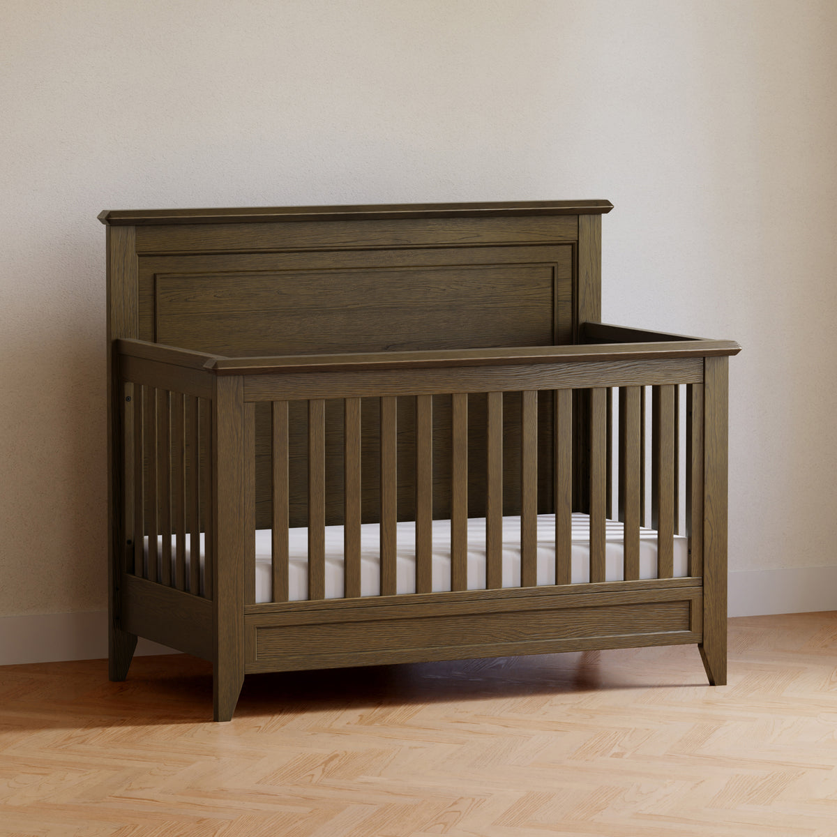 M24401TE,Monogram by Namesake,Barrow Rustic 4-in-1 Convertible Flat Top Crib in Toffee