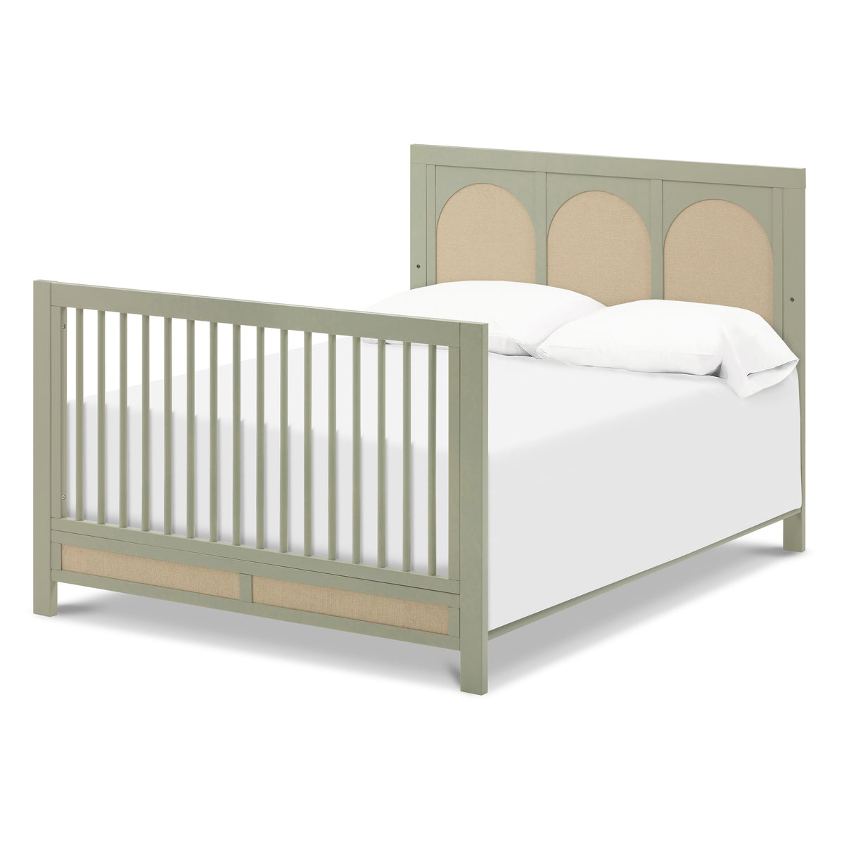 M24801FSPSEW,Namesake,Eloise 4-in-1 Convertible Crib in French Sage and Performance Sand Eco-Weave