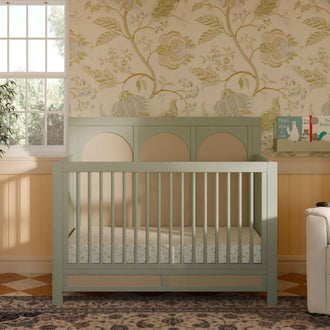 M24801FSPSEW,Namesake,Eloise 4-in-1 Convertible Crib in French Sage and Performance Sand Eco-Weave